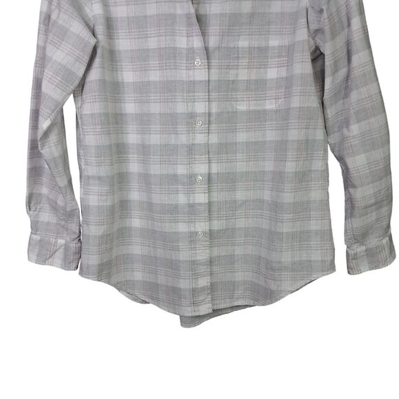 Grayson The Hero Shirt Women XS Gray Linen Plaid‎ Button Down Breathable Gauze - Picture 4 of 11